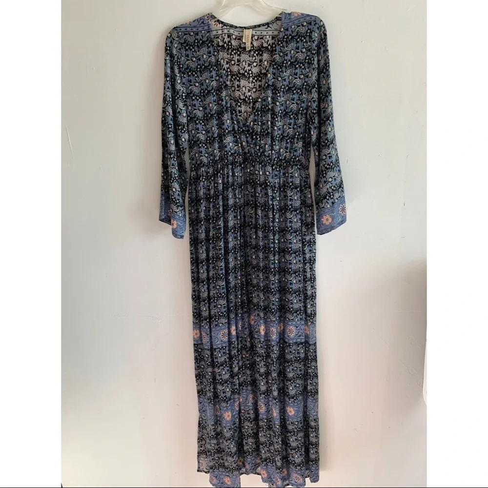 RAGA Blue and Black Floral Maxi Dress